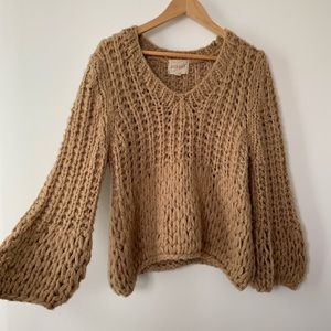 Anthropologie Chunky Knit Bell-Sleeve Sweater